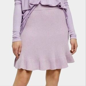 Free People Ribbed Knit New Orchid Ruffle Hem Mini Skirt Size XS